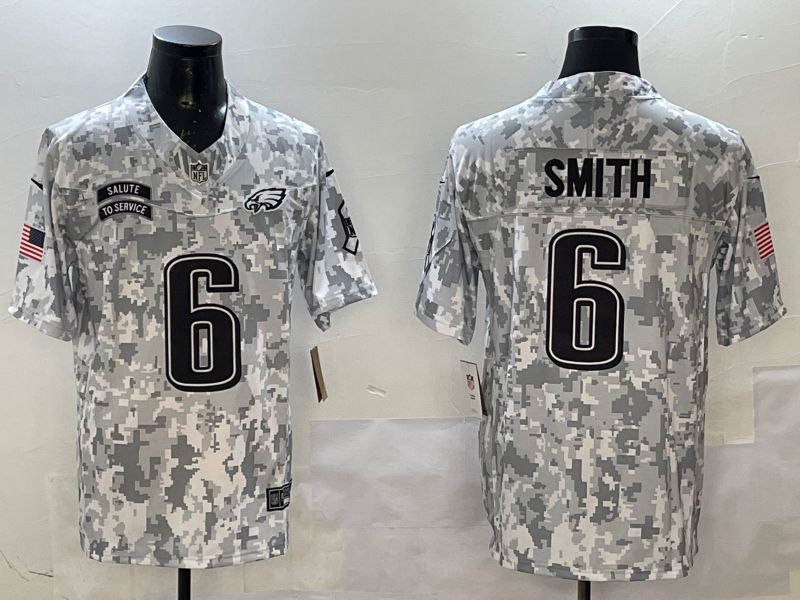 Men Philadelphia Eagles #6 Smith Camo Nike 2025 Salute to Service Limited NFL Jersey style 1